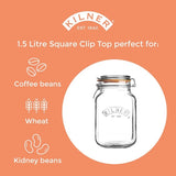 Kilner 1.5L Clip Top Square Jar | 0025.512