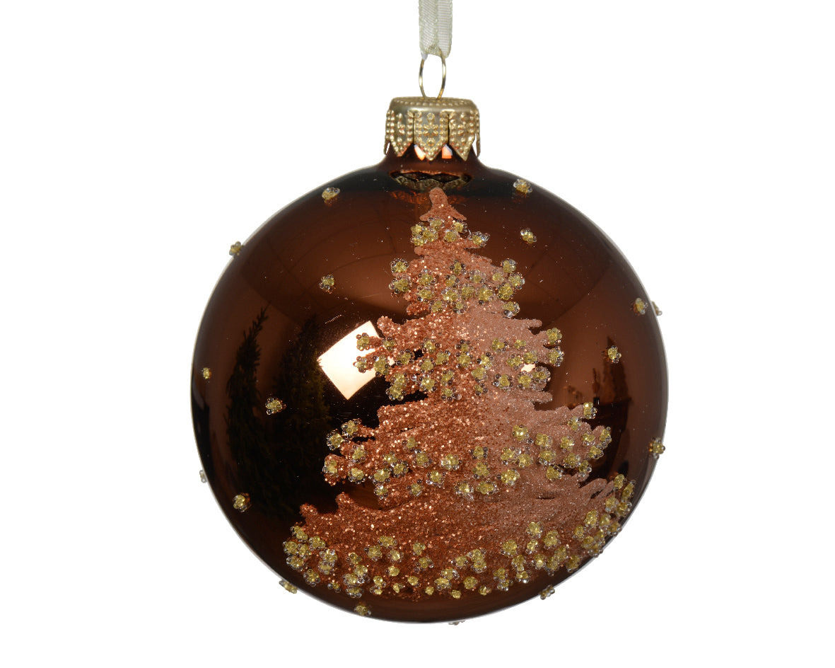 8cm Glass Fading Tree Shiny Bauble | 053385