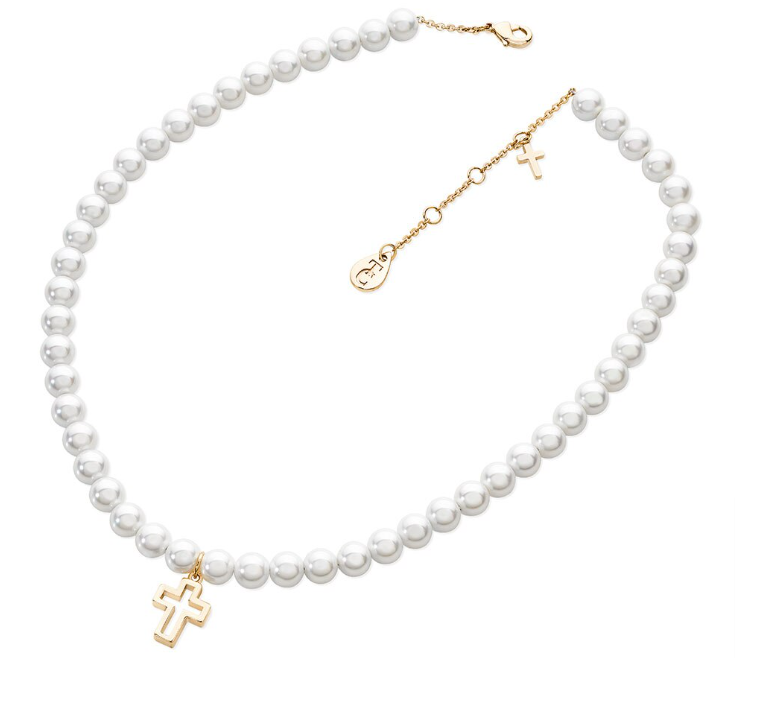Tipperary Crystal Pearl Necklace With Gold Cross | 122239T