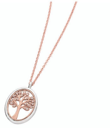 Tipperary Crystal Oval Tree Of Life Pendant Rose Gold | 130104