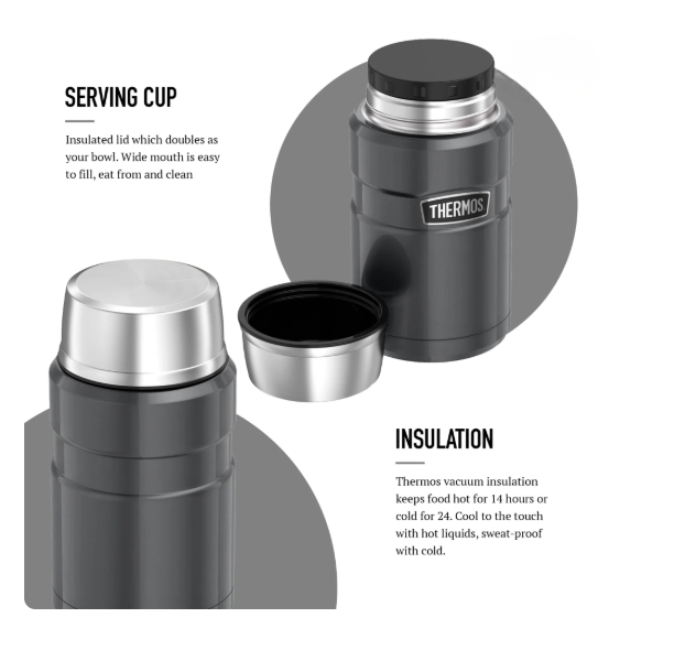 Thermos 'King' 710ml Food Flask - Gun Metal | 170033