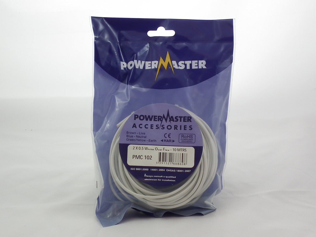 Powermaster 2 X 0.5 SQ MM 10 MTR White Oval Flex | 1764-10