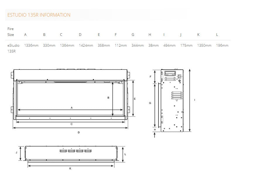 Gazco eStudio 135R Inset Electric Fire | 223-465