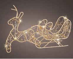 Indoor Micro LED Metal Reindeer with Sleigh | 486650