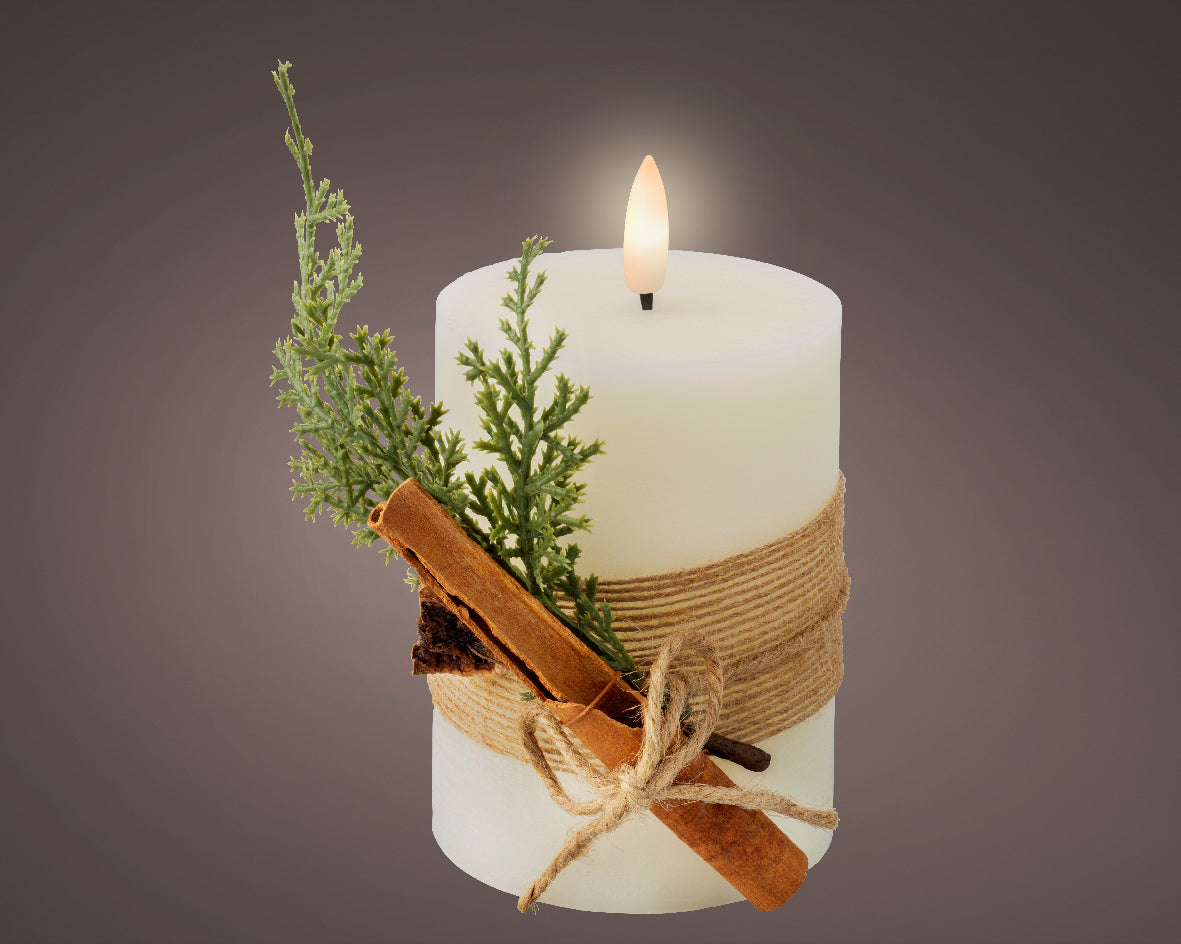 13cm Indoor LED Wick Candle with Leaf Decoration | 487515