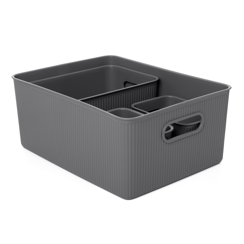 Tatay Baobab Set Of 4 Storage Baskets 15L+5L+2x1.5L Anthracite | 7011114