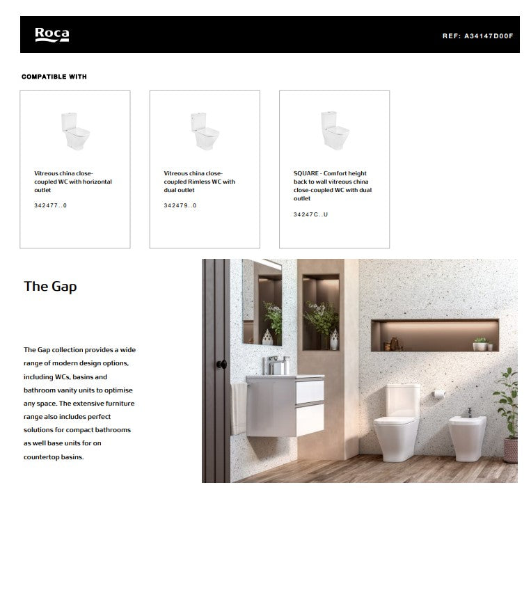 The Gap Dual Flush 4,5/3L WC Cistern Complete with Bottom Inlet | A34147D00F