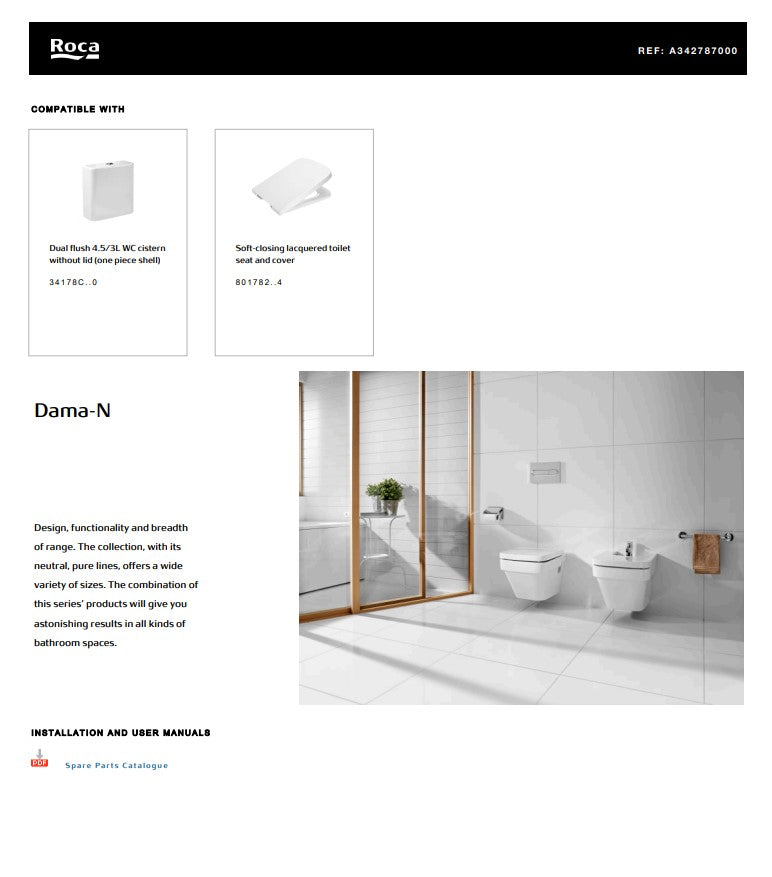 Dama-N Vitreous China Close-Coupled WC with Horizontal Outlet | A342787000