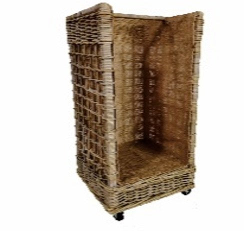 Premium KUBU Woven Lined Tall Log Basket with Handles & Wheels │ ALLFIR1034