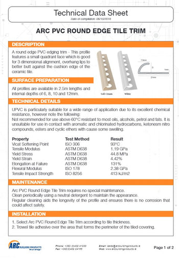 10mm ARC PVC Round Edge Trim - White | TTDT003