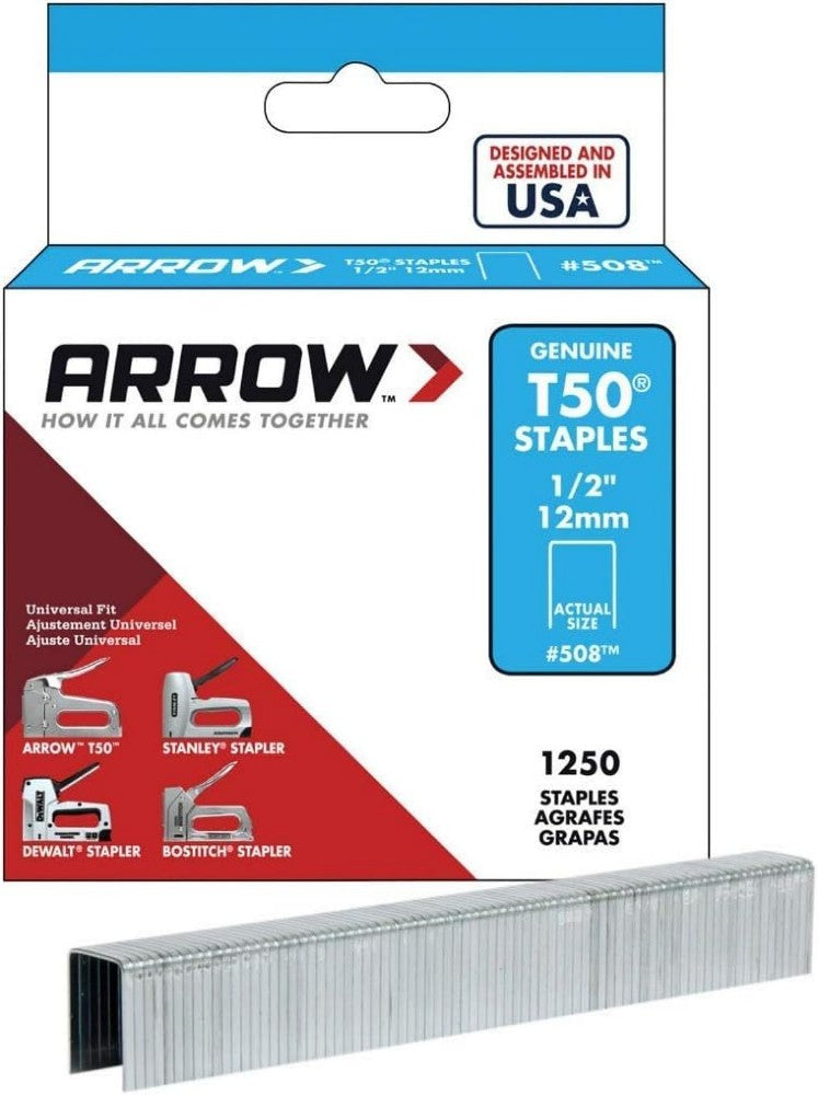 Arrow T50 Staples Box of 1250 12mm (1/2'') | ARRT5012