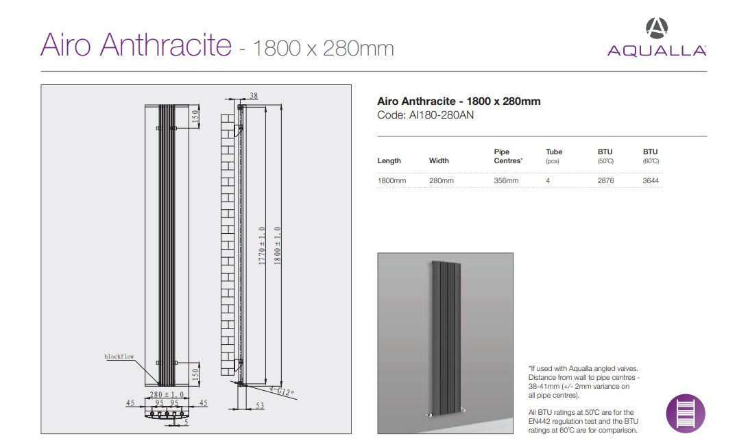 Airo Vertical Radiator - Aluminium Anthracite