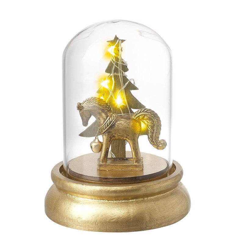 Regal Pony & Tree Light Up Glass Dome | CODD678E