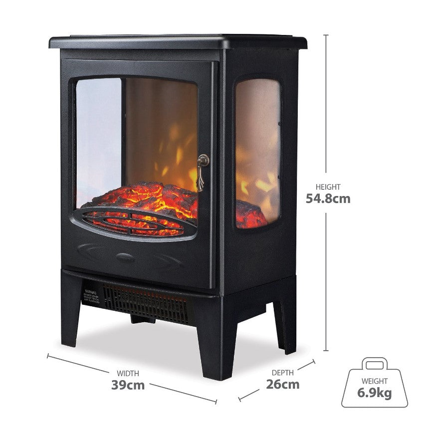 De Vielle Classic 3D Electric Stove Black 1800W | DEF012679