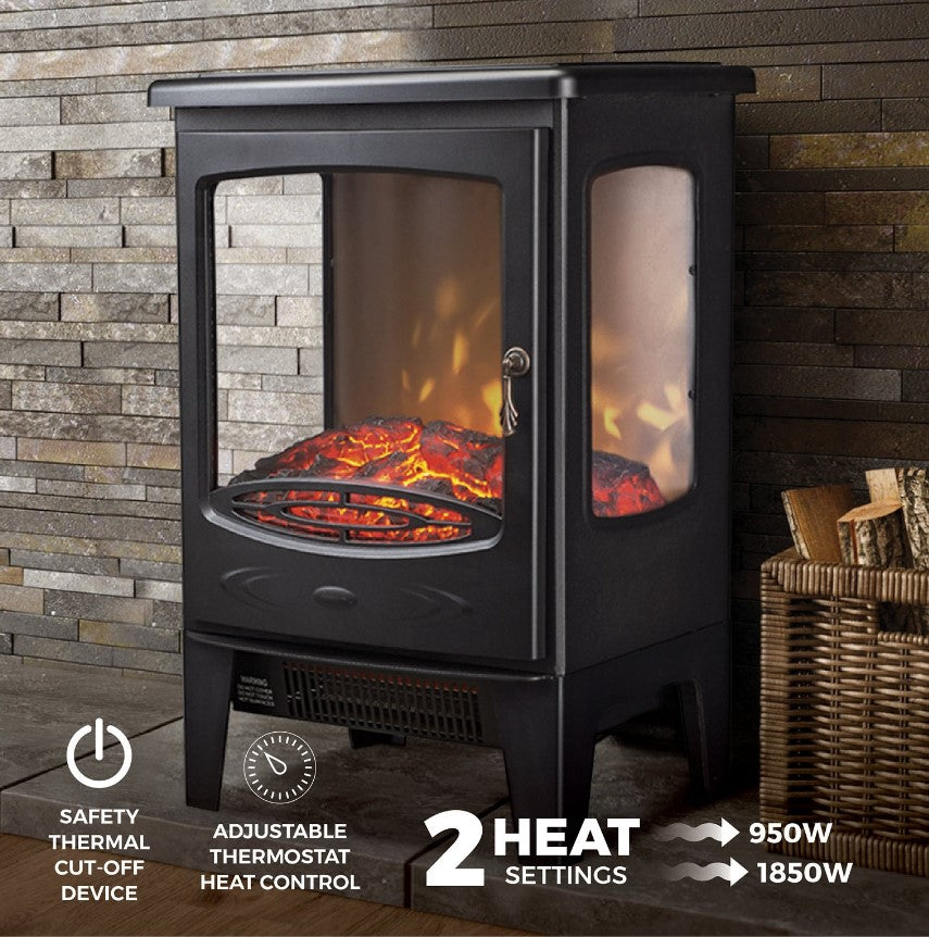 De Vielle Classic 3D Electric Stove Black 1800W | DEF012679