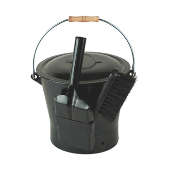 De Vielle Ash Bucket with Lid and Slot, Including Shovel and Sweep | DEV006237