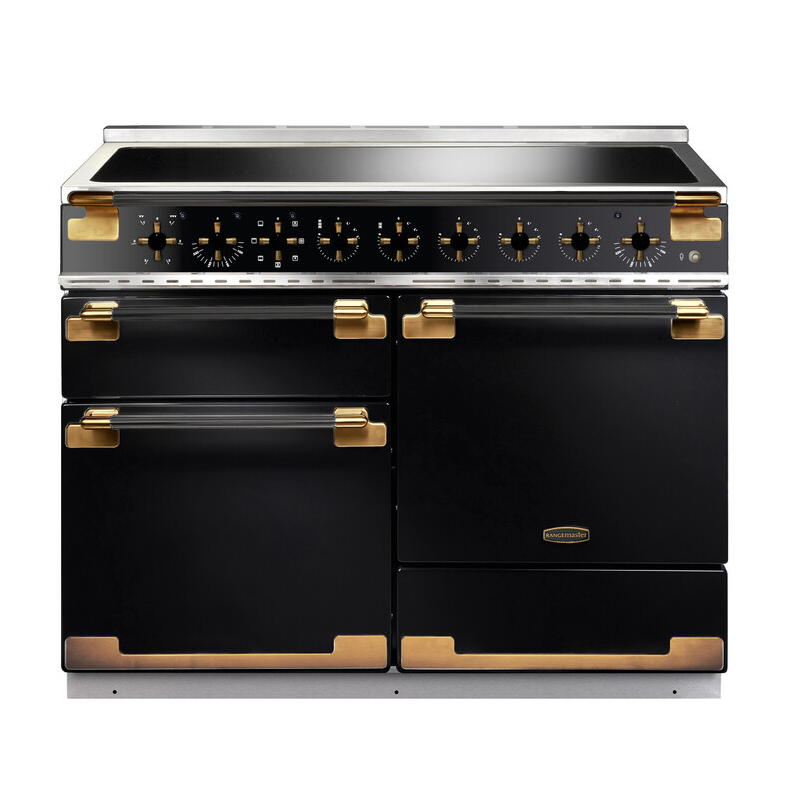 Rangemaster Elise Luxe 110 Induction Range Cooker - Gloss Black/Brass | ELS110EIGB/BE