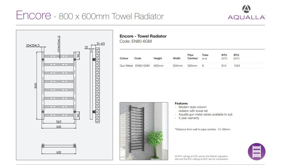 Encore Towel Radiator - Gun Metal