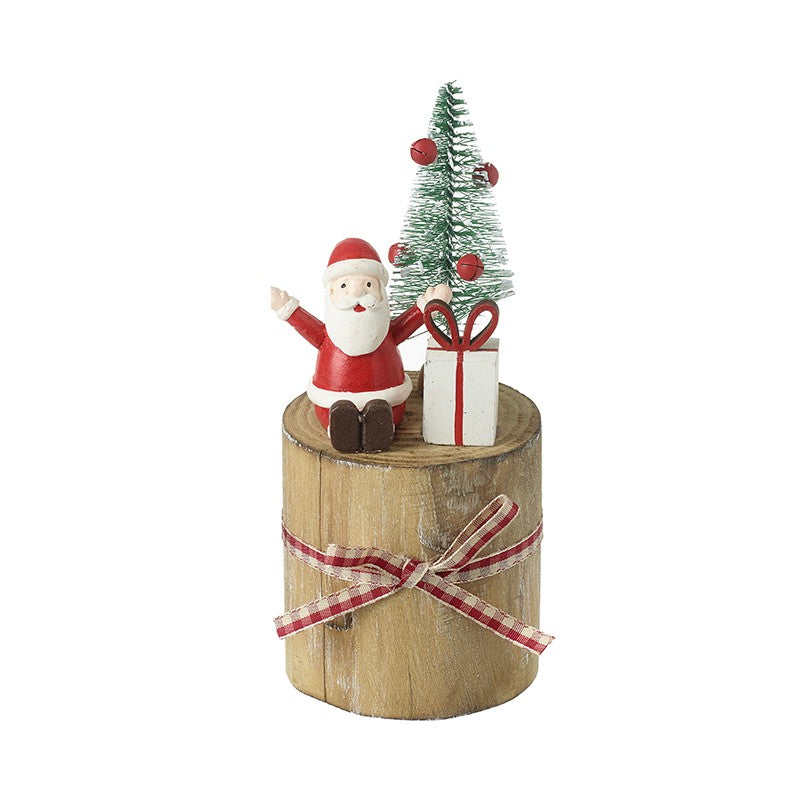 Wooden Log With Santa Tree & Gift | FFZ096