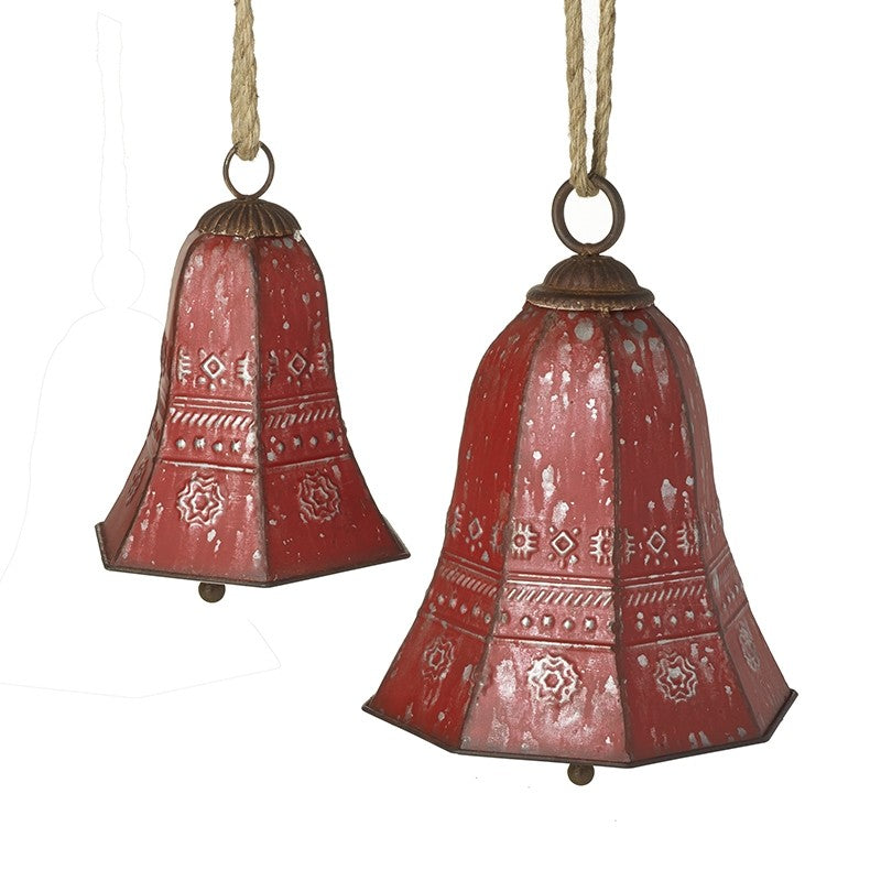 Set Of 2 Red Metal Hanging Bells | FMA016