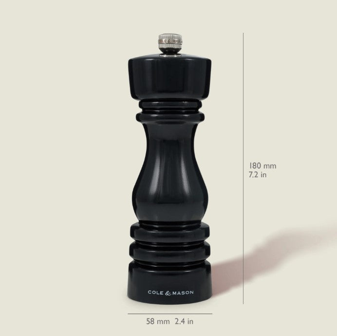 Cole & Mason London 180mm Black Gloss Salt Mill | H233096