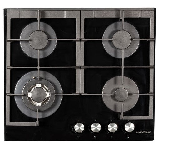 NordMende 60cm Black Glass Gas Hob - Black | HGX603BGL
