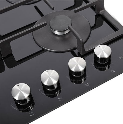 NordMende 60cm Black Glass Gas Hob - Black | HGX603BGL