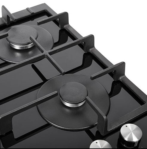 NordMende 60cm Black Glass Gas Hob - Black | HGX603BGL