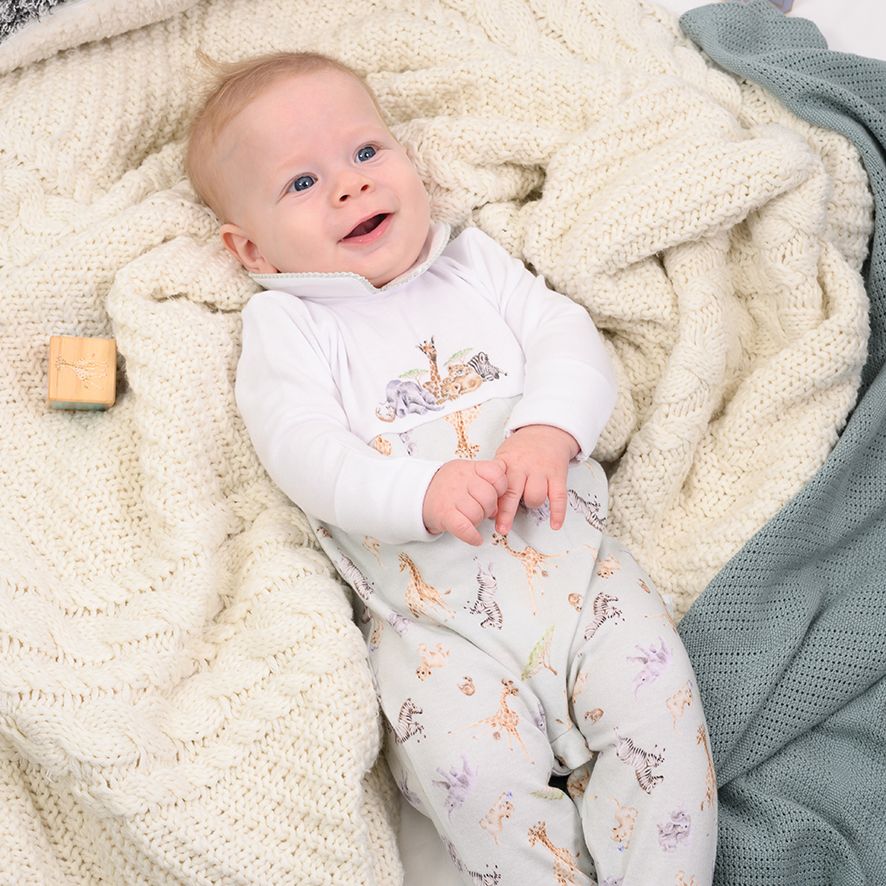 Wrendale Little Savannah African Animal Printed Babygrow (0-3 months) | LTW-BGP009