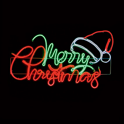 Neon Merry Christmas with Santa Hat Sign 94x53cm | LV261105
