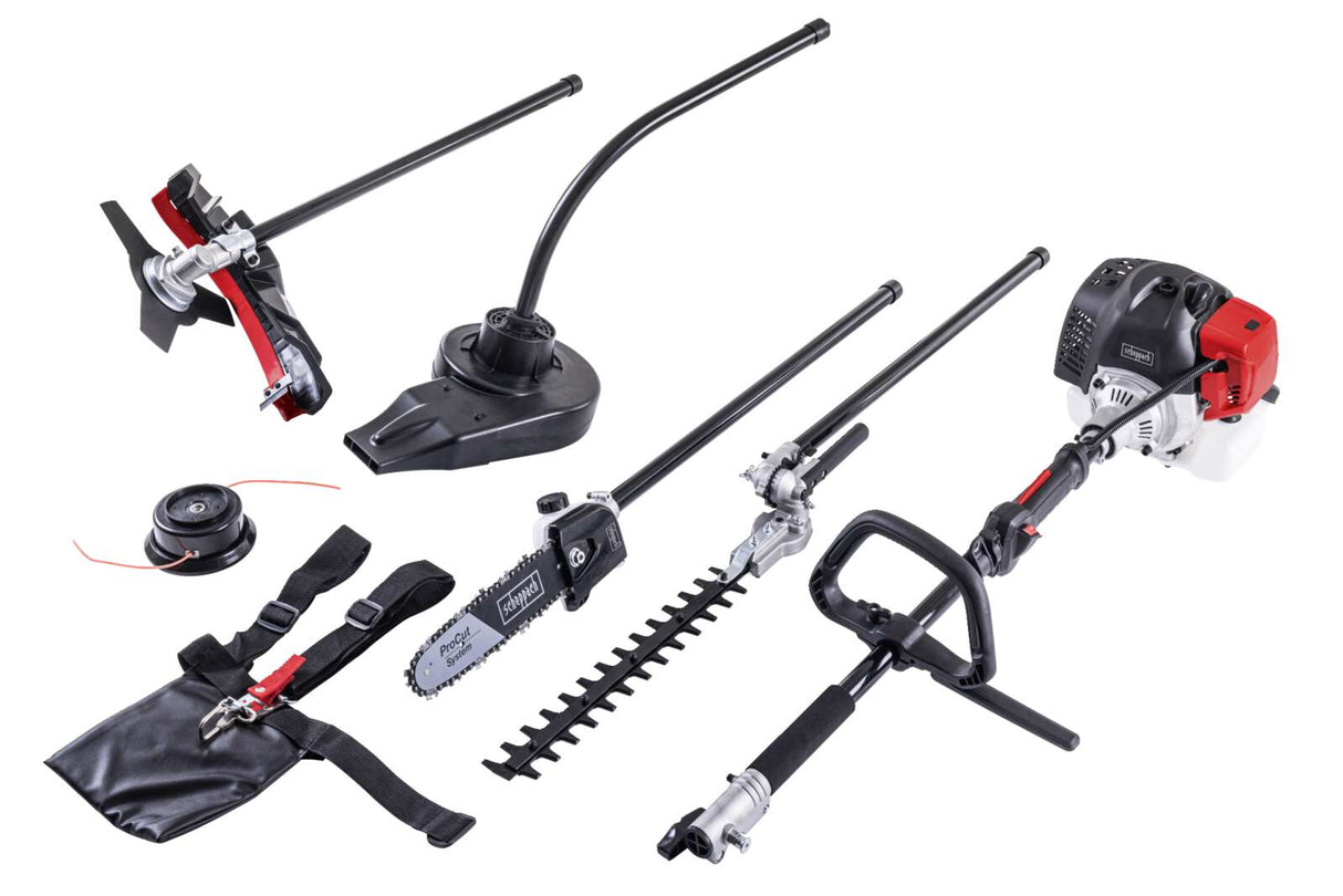 Scheppach Petrol Multi-Garden Tool - 1.5 HP 2-Stroke Petrol Engine Recoil Starter 5-in-1 Function | MTC42-5P