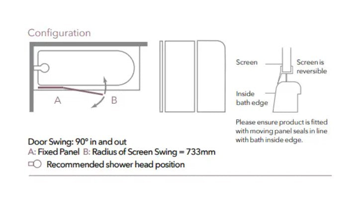 Merlyn MB3 2 Panel Curved Bath Screen