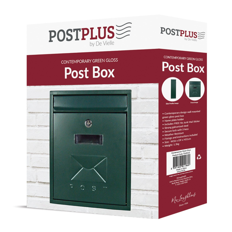 PostPlus Contemporary Post Box - Green Gloss | TSH011Z