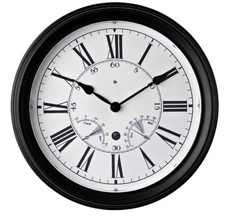 Hometime Black Wall Clock with Sound Controlled LED Light Roman Dial 35.5cm | W9728BK