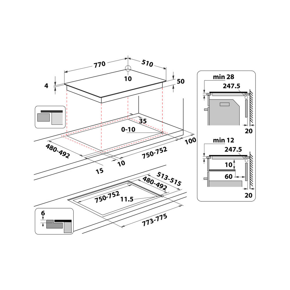 Whirlpool 77cm Induction Hob - Black | WF S1577 CPNE