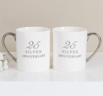 Amore Set of 2 Porcelain Mugs - 25th Anniversary | WG12225