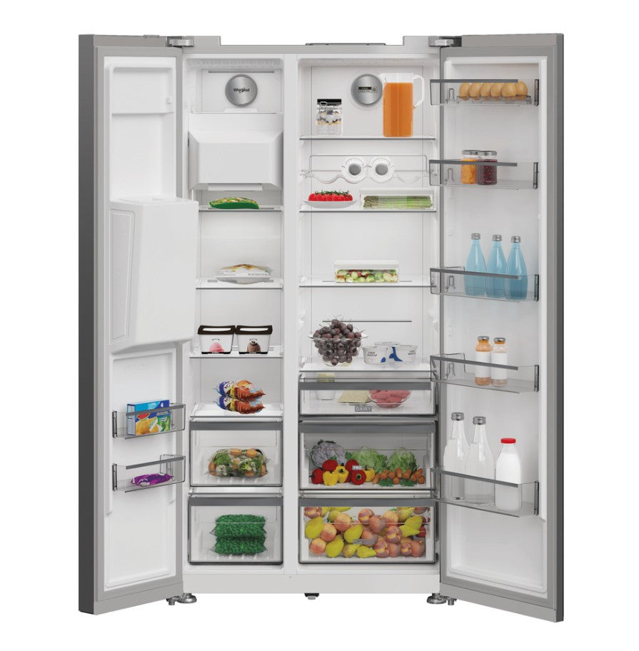 Whirlpool Plumbed American Fridge Freezer with Water & Ice - Stainless Steel | WHG26573WX4UK