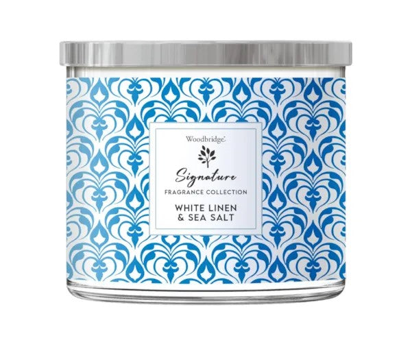 Woodbridge White Linen & Sea Salt Tumbler Jar Candle 410g | WTT017