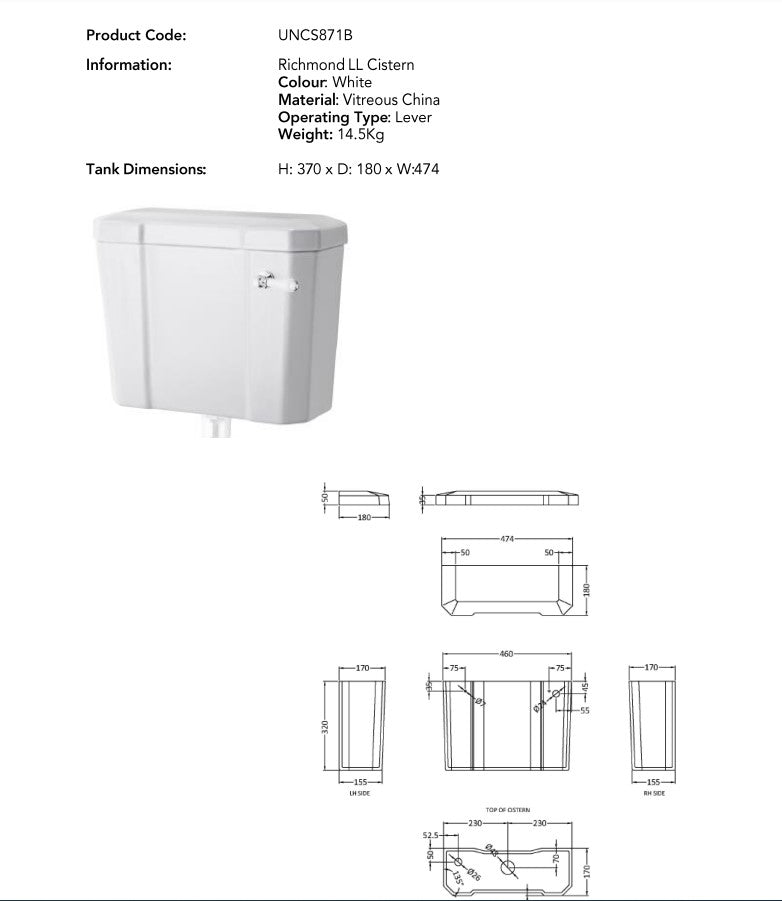 Richmond Low Level Cistern | UNCS871B