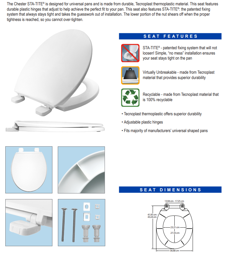 Bemis Chester Ultra-Fix Toilet Seat | EA23