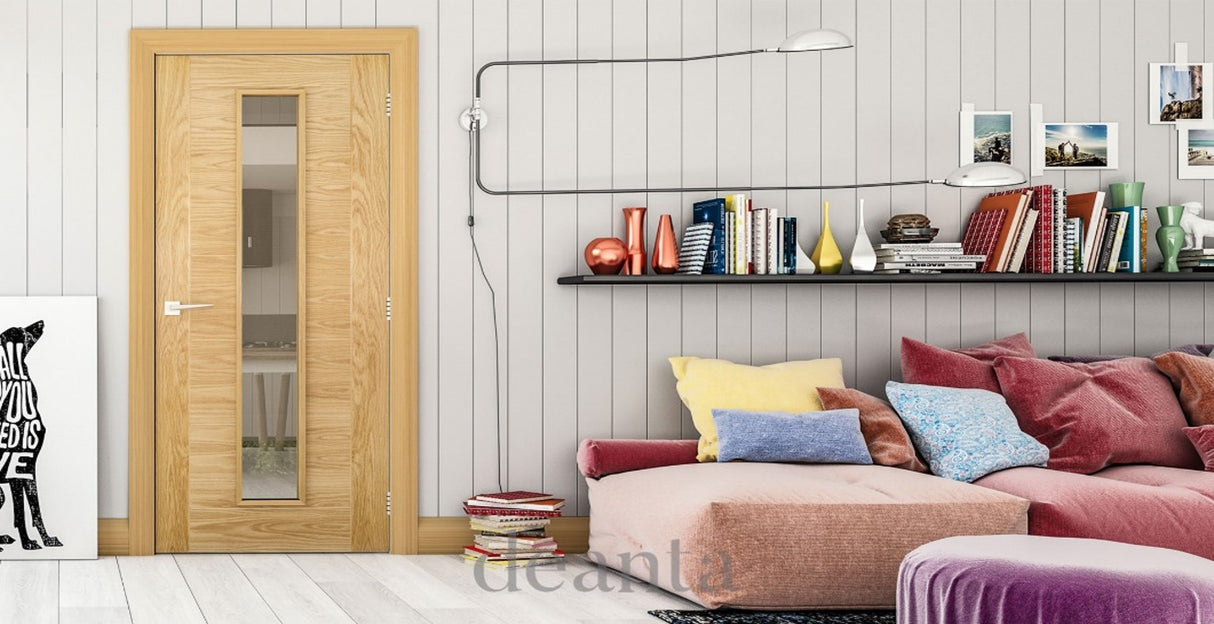HP16G Contemporary Glazed/Unglazed Solid Oak Fire Door