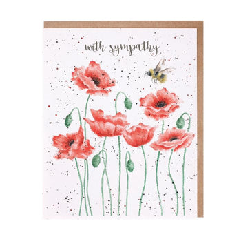 Wrendale Poppies & Bee Sympathy Card│OC055