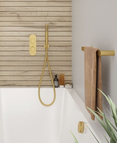 Alita Knurled Bath Set 2 Brushed Gold | USH0110