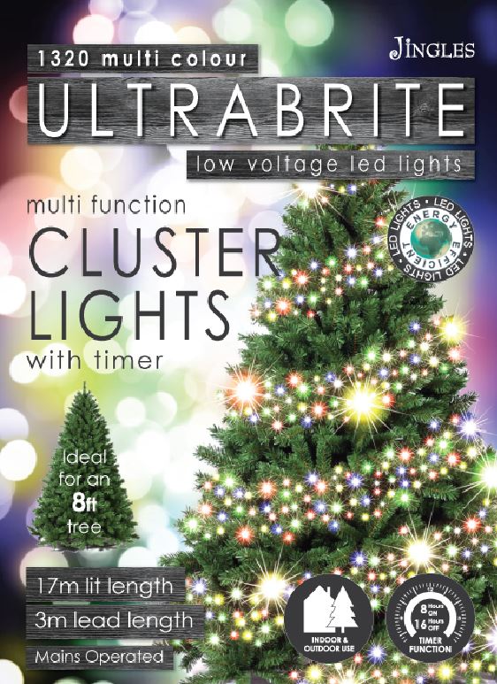 Jingles 1320 Multicolour LED Ultra Brite Cluster Lights with Timer│WOO-4125