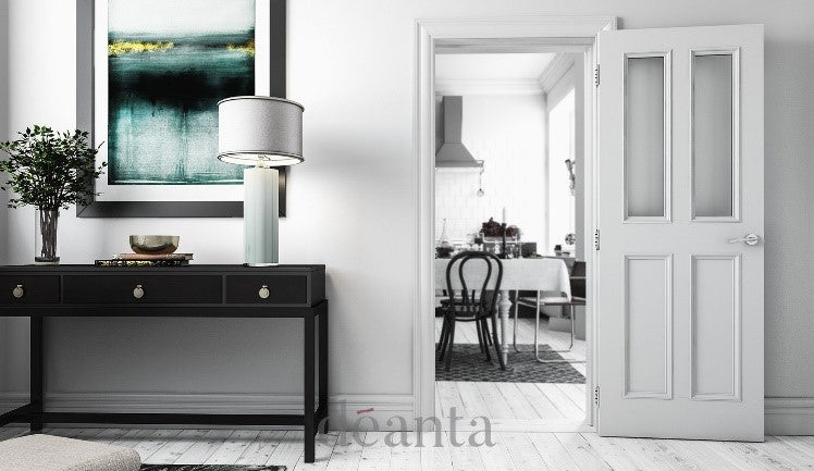 WR1G Period 4 Panel Glazed Primed Door