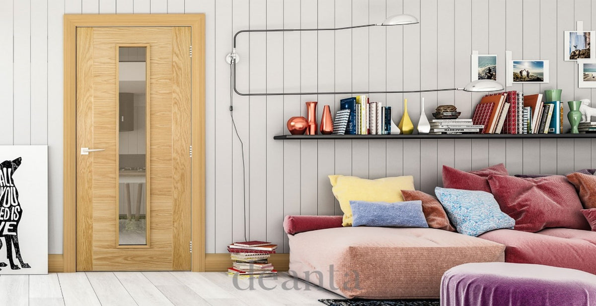 HP16G Contemporary Glazed/Unglazed Solid Oak Door