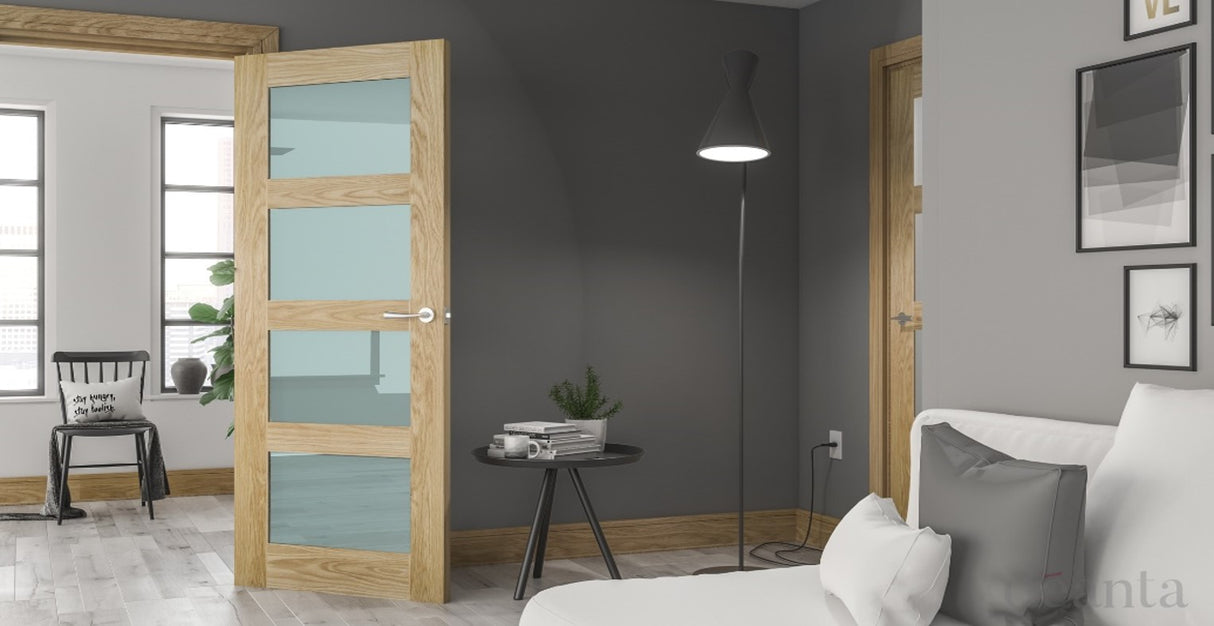 HP1GF Contemporary Frosted Glazed Oak Door