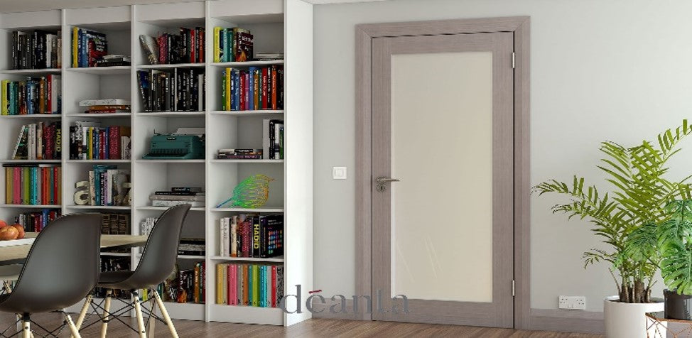 NM6GF Glazed Shaker Style Light Grey Ash Door - Frosted