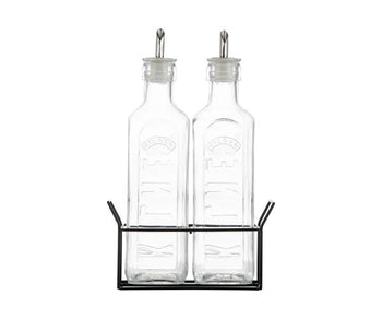 Kilner Set Of 2 Oil Bottles & Metal Rack 0.6 Litre | 0025.028