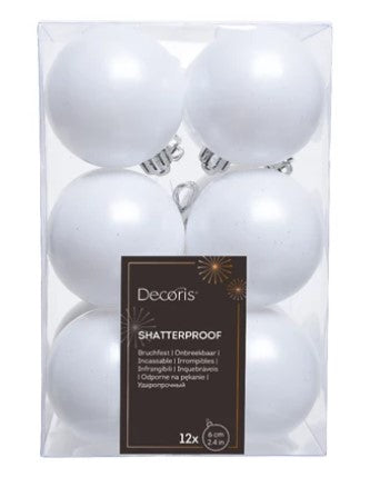 6cm Winter White Shatterproof Baubles  | 021844